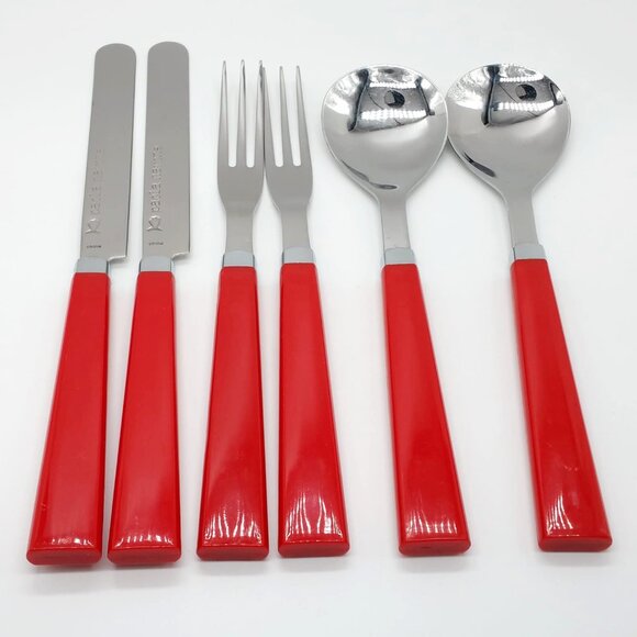 6pc Red Cutlery Flatware Set by Paola Navone for Crate & Barrel